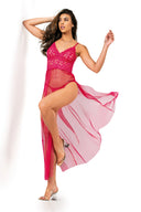 rochie de noapte maxi fuchsia, lenjerie de noapte tul lung, rochie noapte dantelă roz aprins, lenjerie senzuală maxi tul, rochie noapte fuchsia dantelă, cadou romantic lenjerie roz, set lenjerie rochie maxi tul, lenjerie ocazii speciale fuchsia, rochie noapte transparentă tul, lenjerie de lux senzuală roz
