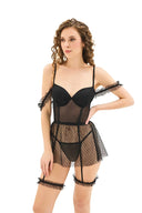 Set Babydoll Negru Transparent MG962