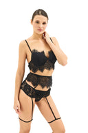 set lenjerie dantelă eyelash neagră, bralette dantelă eyelash negru, set lenjerie cu jartieră dantelă, lenjerie harness coapse negru, set lenjerie 3 piese dantelă neagră, centură jartieră dantelă eyelash, lenjerie avangardistă neagră, set lenjerie premium ocazii speciale, cadou lenjerie dantelă lux, bralette jartieră harness set negru