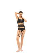 set lenjerie dantelă eyelash neagră, bralette dantelă eyelash negru, set lenjerie cu jartieră dantelă, lenjerie harness coapse negru, set lenjerie 3 piese dantelă neagră, centură jartieră dantelă eyelash, lenjerie avangardistă neagră, set lenjerie premium ocazii speciale, cadou lenjerie dantelă lux, bralette jartieră harness set negru